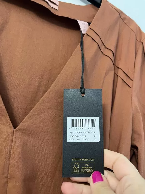 Rochie casual Maison Scotch EU 36 | Cărămiziu, Midi, Mânecă lungă, Bumbac - Image 9