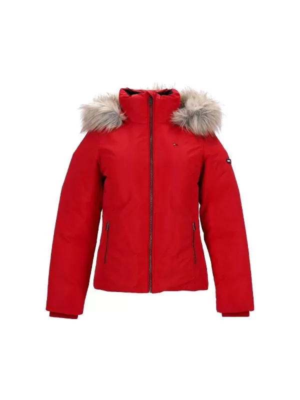 Geacă de iarnă Tommy Hilfiger EU 36 | Burgundy, Cu glugă, Tall, Abstract & Color Block