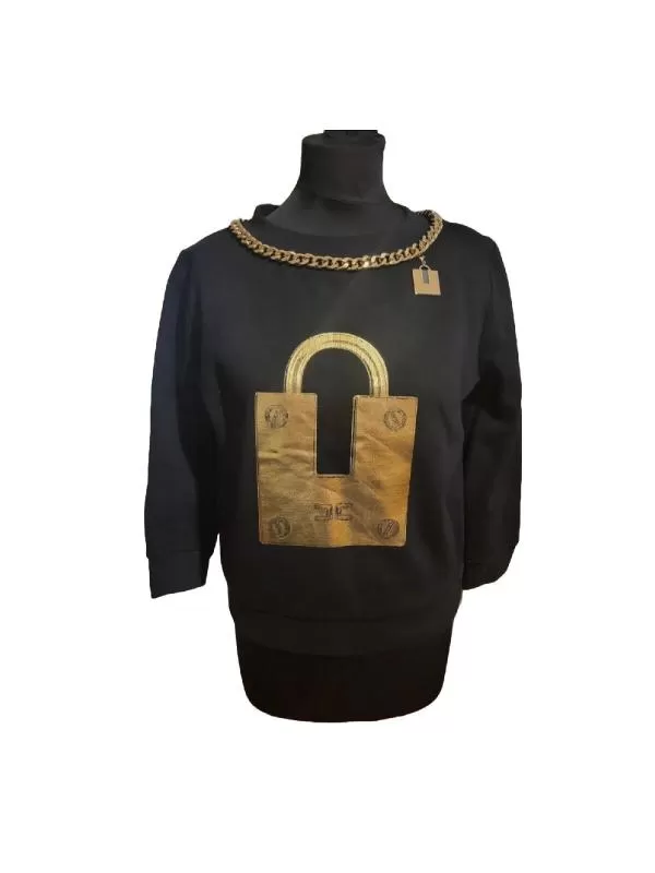Pulover la baza gâtului Elisabetta Franchi EU 38 | Negru, Normal, Regular fit, Abstract & Color Block, Bumbac