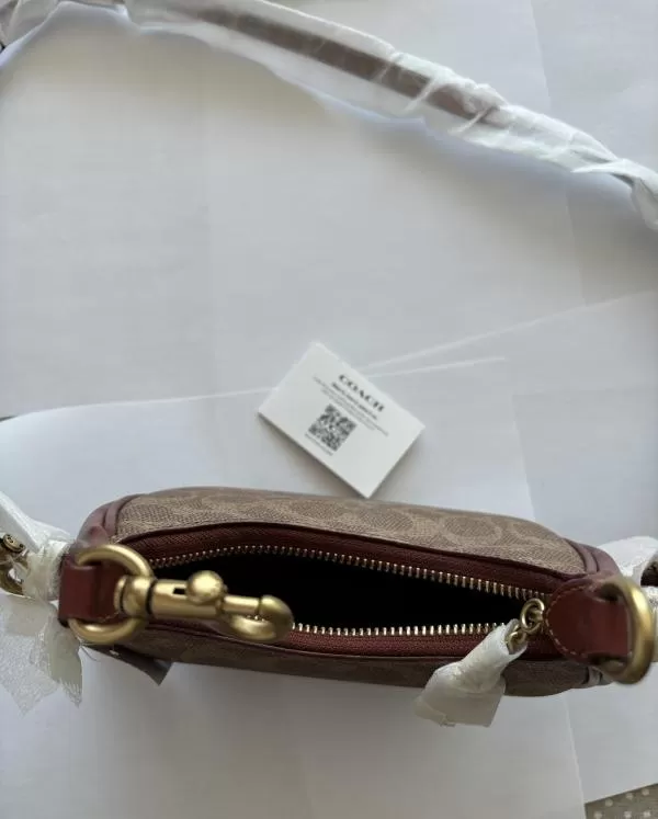 Geantă de umăr Coach | Maro, Logo, Acetat - Image 7