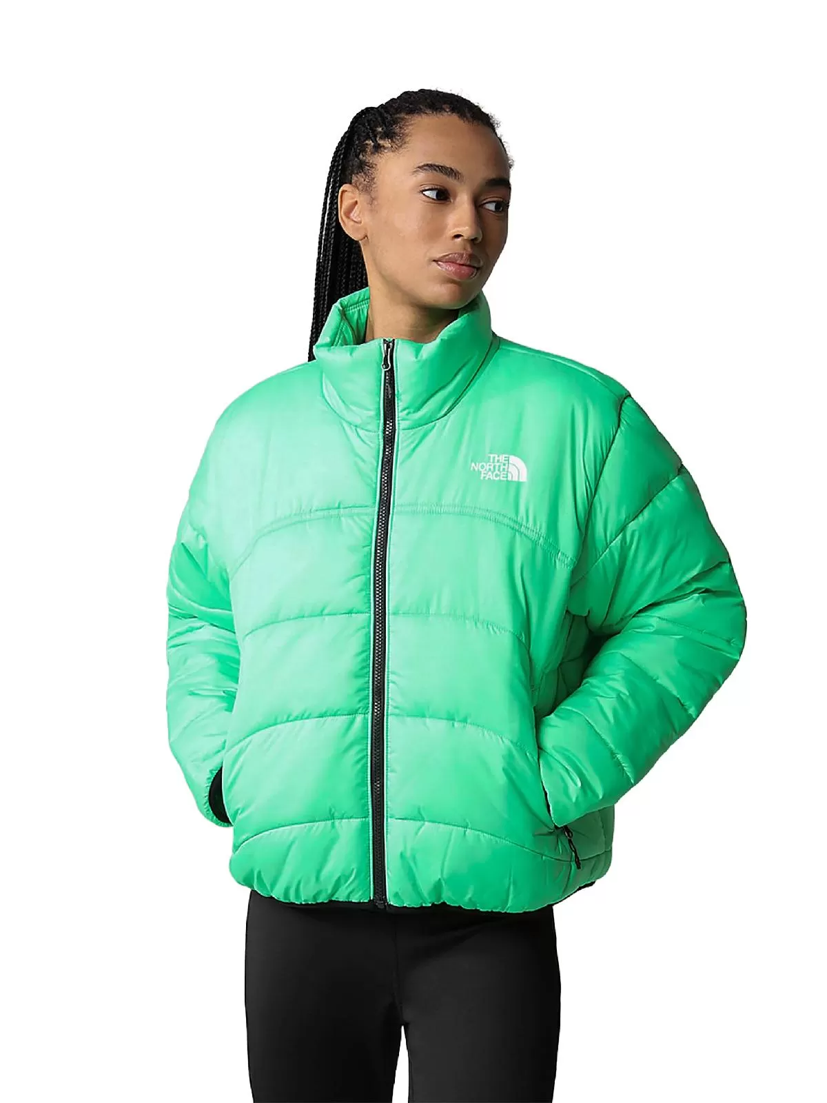 Geacă puffer The North Face EU 34 | Verde, Fără glugă, Logo, Oțel inoxidabil
