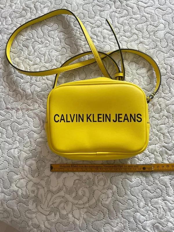 Geantă de umăr Calvin Klein | Galben, Logo, Piele naturală - Image 2