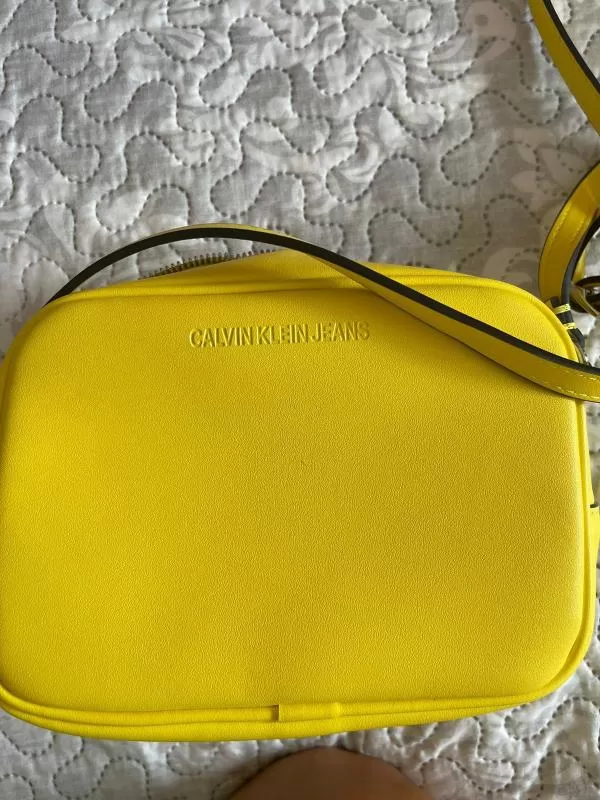 Geantă de umăr Calvin Klein | Galben, Logo, Piele naturală - Image 4