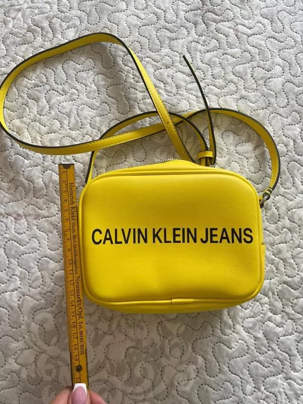 Geantă de umăr Calvin Klein | Galben, Logo, Piele naturală - Image 3