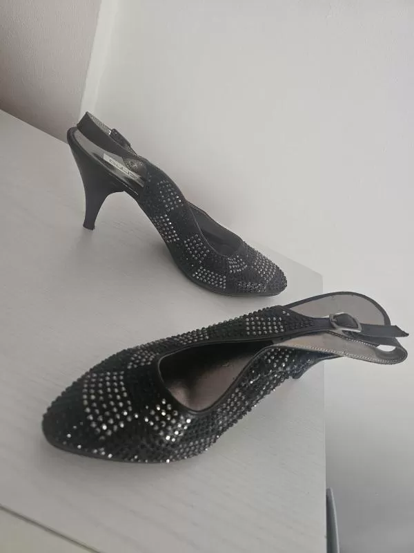 Pantofi cu toc mic Delmira EU 37 | Negru, Piele naturală - Image 2