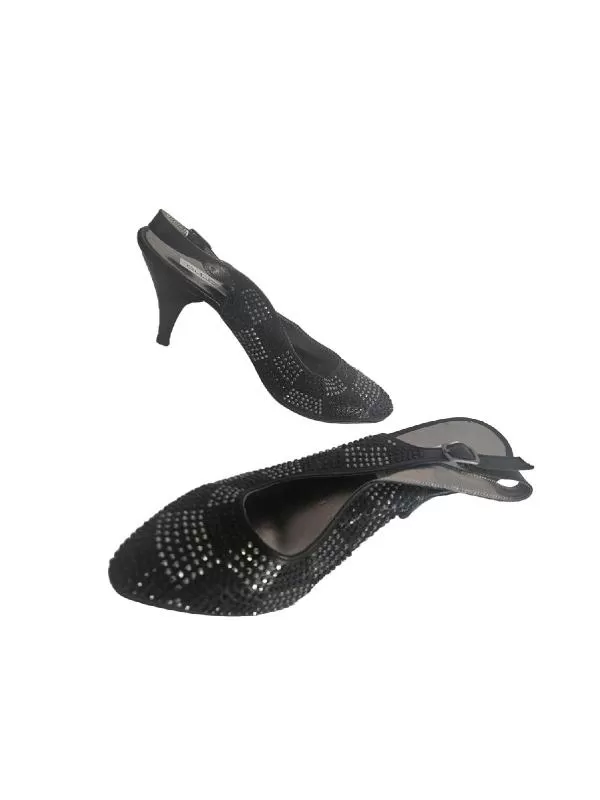 Pantofi cu toc mic Delmira EU 37 | Negru, Piele naturală