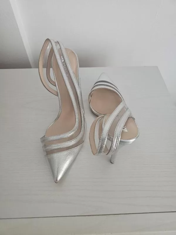 Pantofi cu toc înalt Bestello EU 38 | Gri, Monocrom, Piele naturală - Image 3