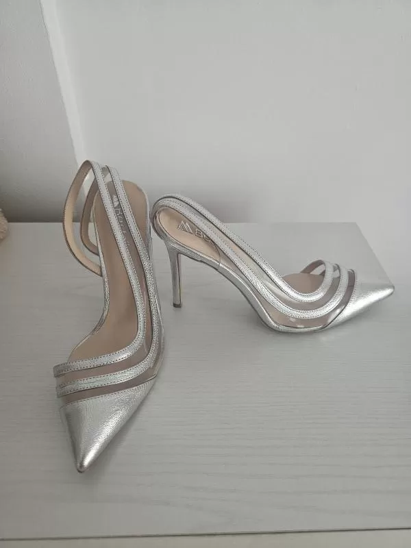 Pantofi cu toc înalt Bestello EU 38 | Gri, Monocrom, Piele naturală - Image 4