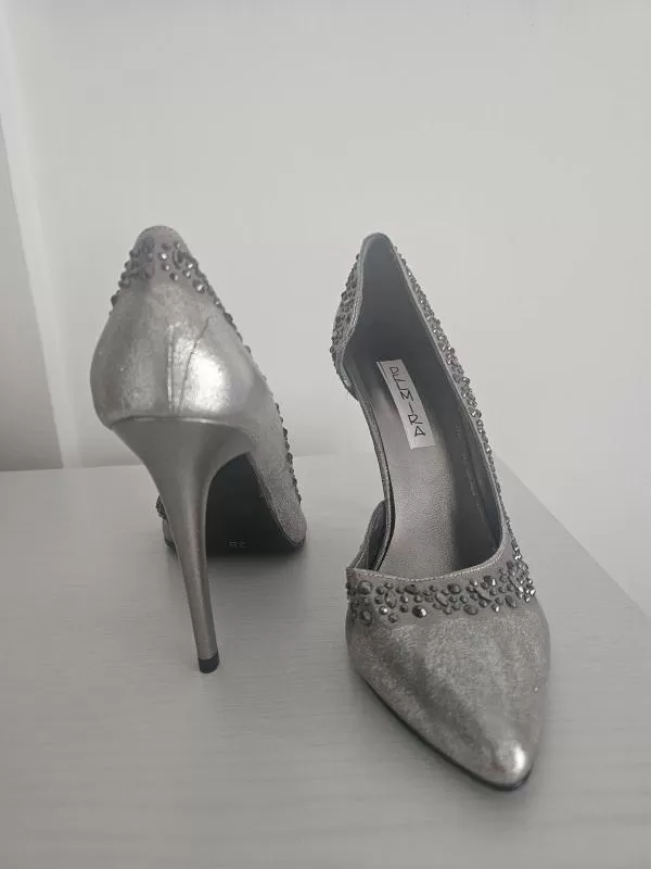 Pantofi cu toc înalt Delmira EU 38 | Gri, Piele naturală - Image 3