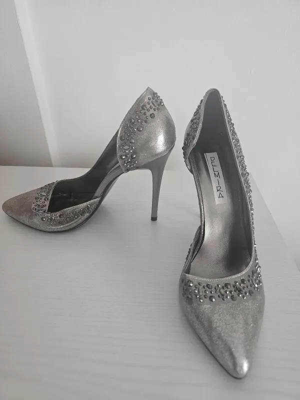 Pantofi cu toc înalt Delmira EU 38 | Gri, Piele naturală - Image 2