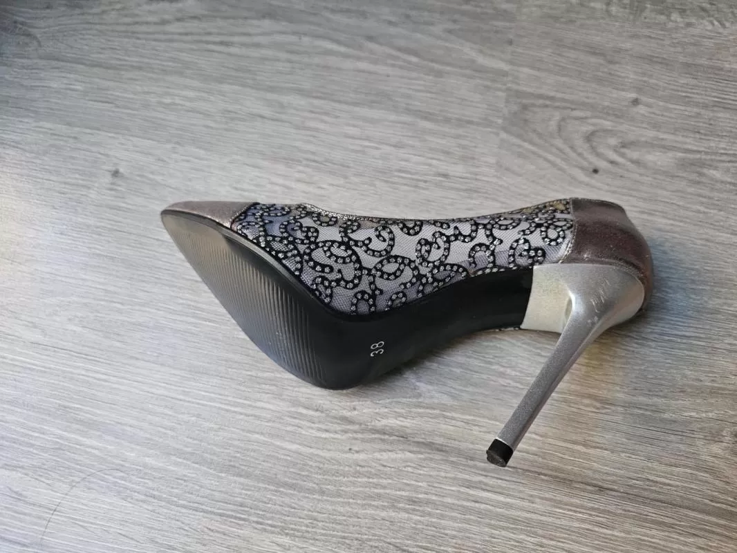Pantofi cu toc înalt Delmira EU 38 | Gri, Piele naturală - Image 5