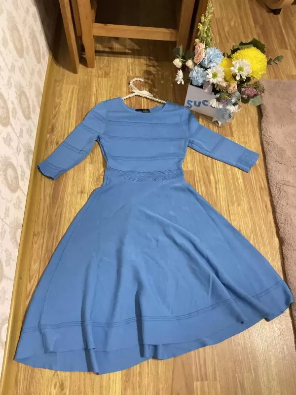 Rochie office Joana Danciu EU 36 | Albastru, Maxi, Mânecă trei sferturi - Image 2