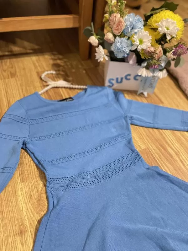 Rochie office Joana Danciu EU 36 | Albastru, Maxi, Mânecă trei sferturi - Image 3
