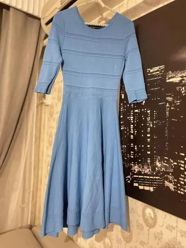 Rochie office Joana Danciu EU 36 | Albastru, Maxi, Mânecă trei sferturi - Image 5
