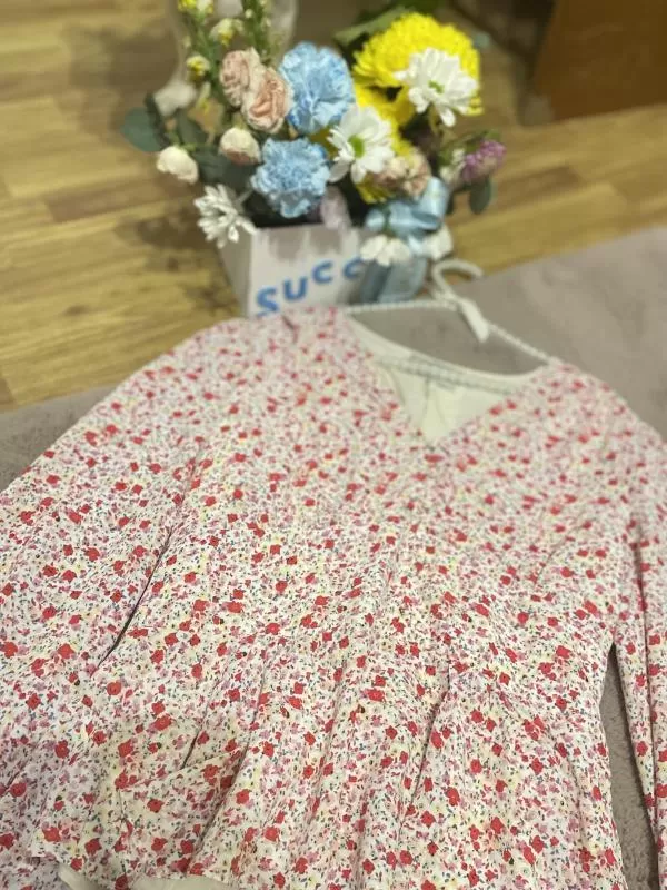 Bluză Neo Noir EU 40 | Alb, Normal, Mânecă lungă, Floral & Tropical, Poliester - Image 4