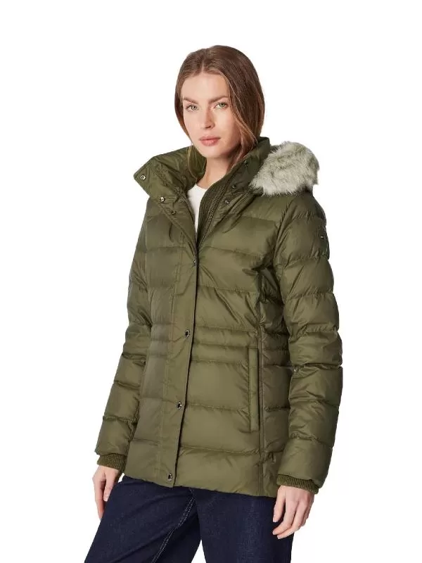 Geacă de iarnă Tommy Hilfiger EU 36 | Khaki, Cu glugă detașabilă, Poliester
