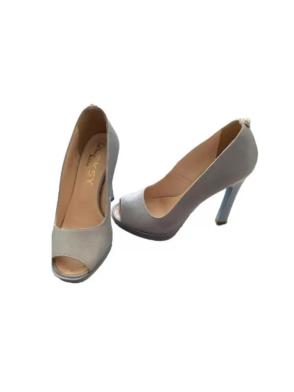 Pantofi cu toc înalt Oleksy EU 36 | Bleu, Piele naturală