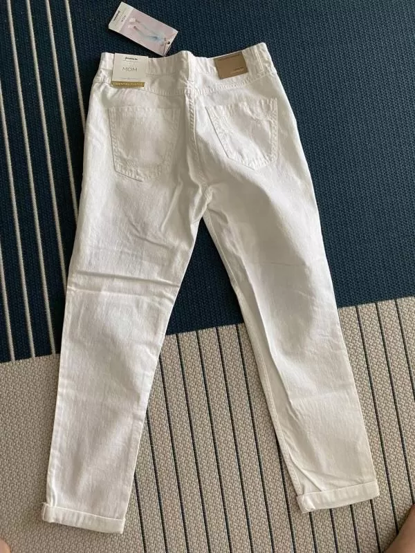 Blugi Stradivarius EU 36 | Alb, Lungi, Talie medie, Cu decupaje, Denim - Image 3
