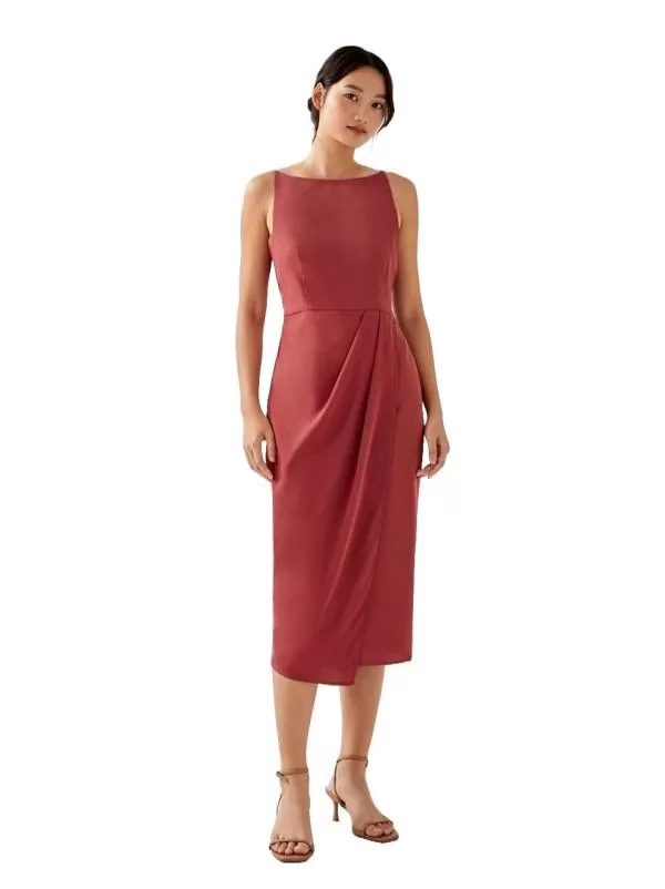 Rochie de seară Love, Bonito EU 36 | Cărămiziu, Midi, Bretele subțiri, Poliester