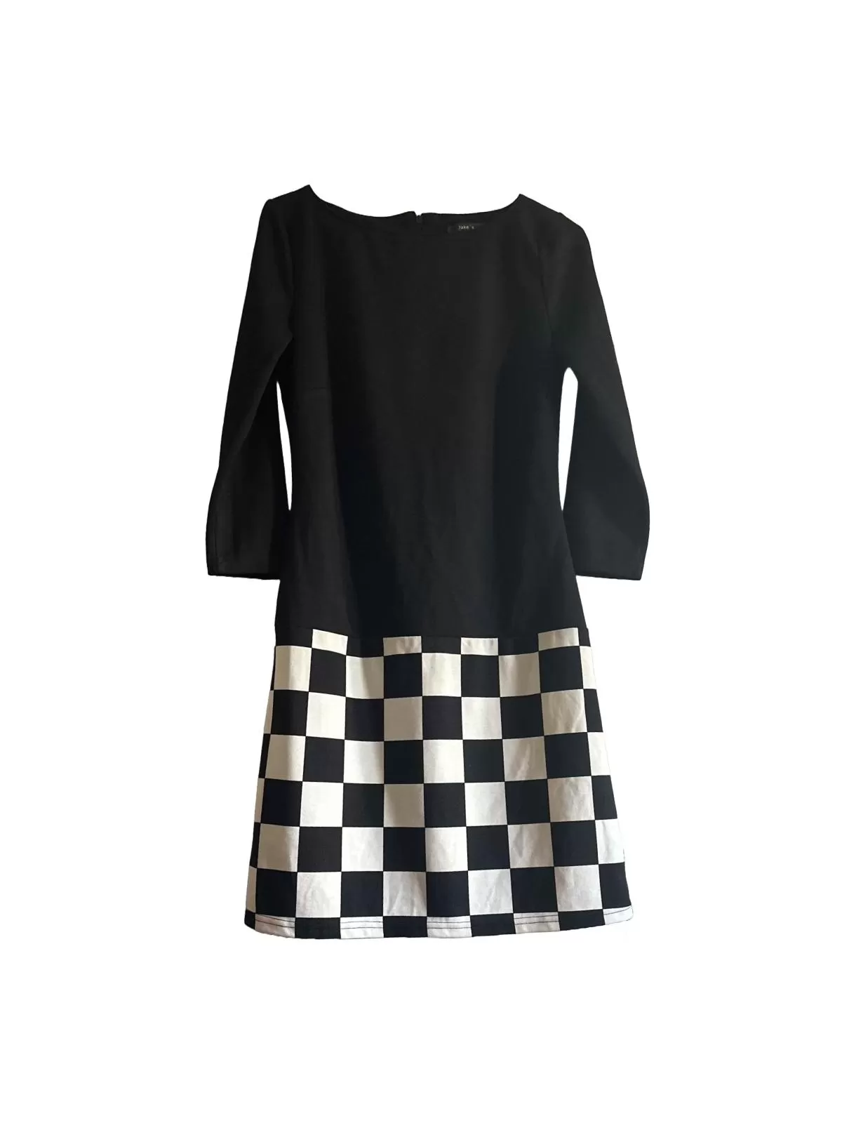 Rochie casual Jake*s EU 38 | Negru, Midi, Mânecă lungă, Carouri