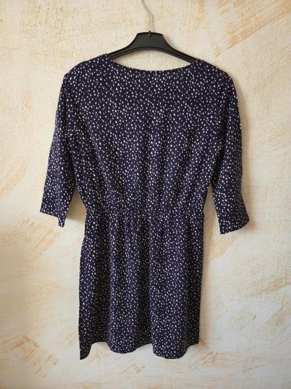 Rochie casual H&M EU 40 | Indigo, Mini, Mânecă trei sferturi, Buline & Imprimeuri mici, Vâscoză - Image 3