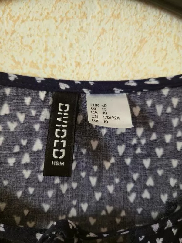 Rochie casual H&M EU 40 | Indigo, Mini, Mânecă trei sferturi, Buline & Imprimeuri mici, Vâscoză - Image 4