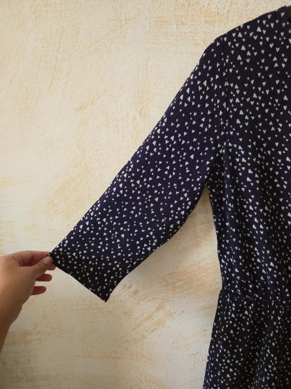 Rochie casual H&M EU 40 | Indigo, Mini, Mânecă trei sferturi, Buline & Imprimeuri mici, Vâscoză - Image 5