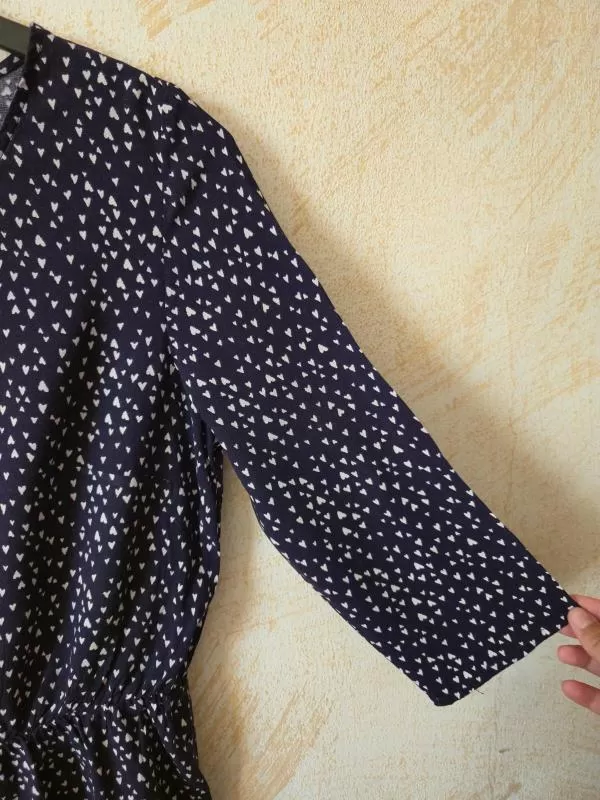 Rochie casual H&M EU 40 | Indigo, Mini, Mânecă trei sferturi, Buline & Imprimeuri mici, Vâscoză - Image 6