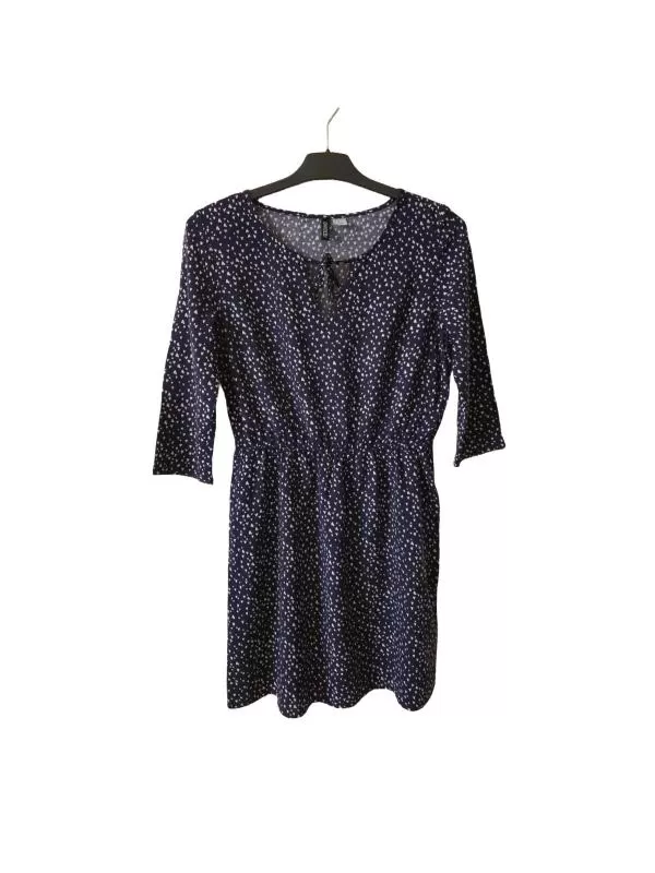 Rochie casual H&M EU 40 | Indigo, Mini, Mânecă trei sferturi, Buline & Imprimeuri mici, Vâscoză