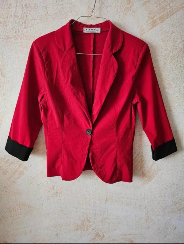Blazer Bianca Collection EU 40 | Roșu, Fără glugă, Bumbac - Image 2