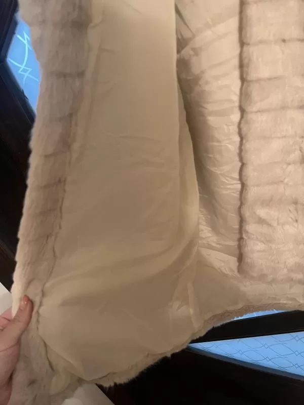Geacă din blană Softy M | Bej, Cu glugă, Blană artificială - Image 5