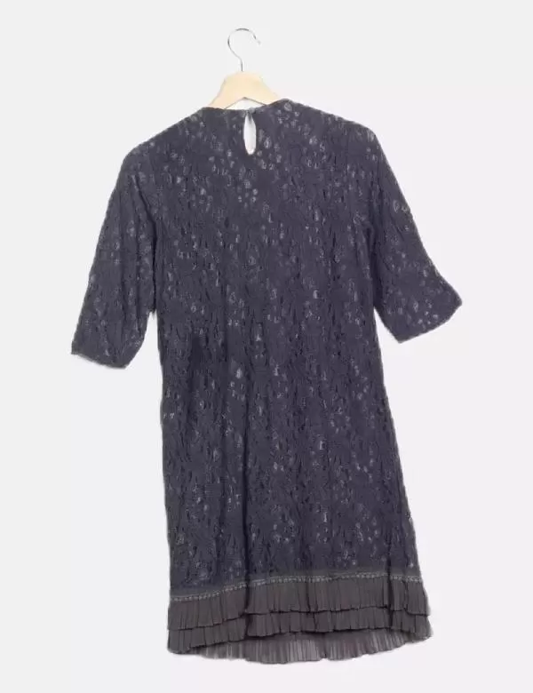 Rochie casual Lollipops EU 36 | Gri, Midi, Mânecă trei sferturi, Abstract & Color Block, Pietre decorative, Pânză - Image 2
