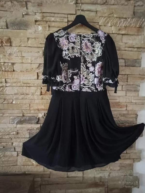 Rochie de seară Dyfashion EU 40 | Negru, Midi, Mânecă scurtă, Floral & Tropical - Image 2