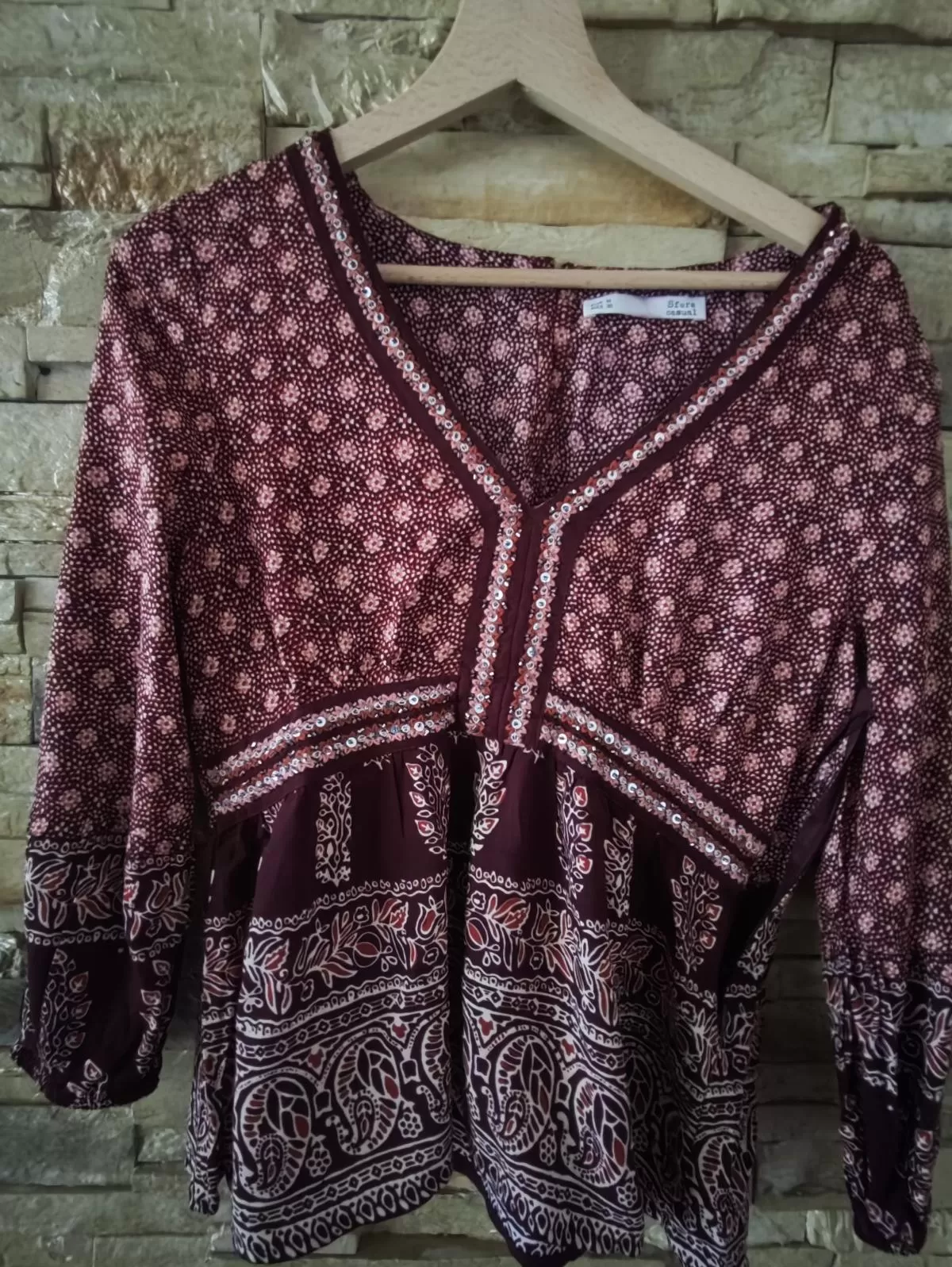 Bluză Sfera EU 38 | Burgundy, Normal, Mânecă scurtă - Image 2