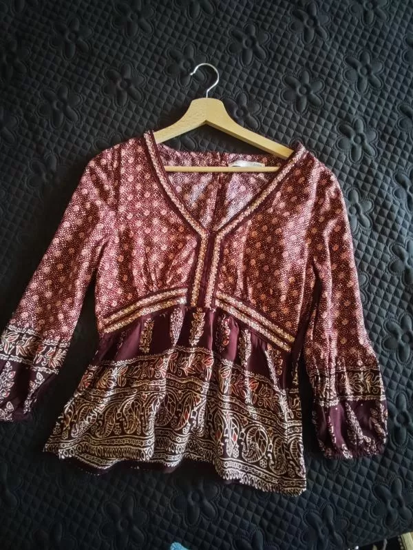 Bluză Sfera EU 38 | Burgundy, Normal, Mânecă scurtă - Image 5