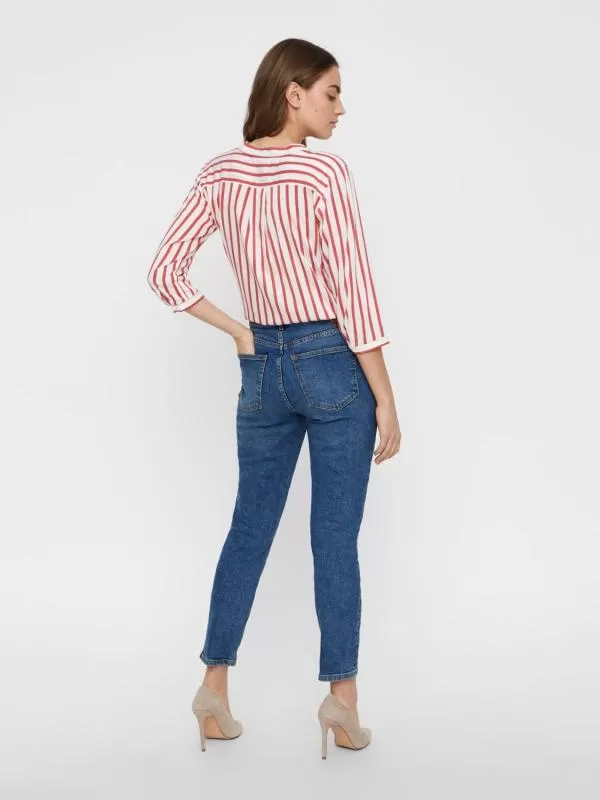 Cămașă Vero Moda M | Alb, Normal, Mânecă trei sferturi, Dungi, Poliester - Image 3