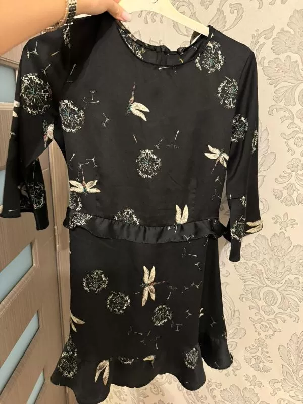 Rochie casual Zara EU 36 | Negru, Mini, Mânecă trei sferturi, Poliester - Image 2