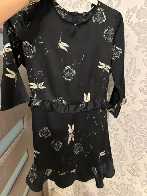 Rochie casual Zara EU 36 | Negru, Mini, Mânecă trei sferturi, Poliester - Image 4