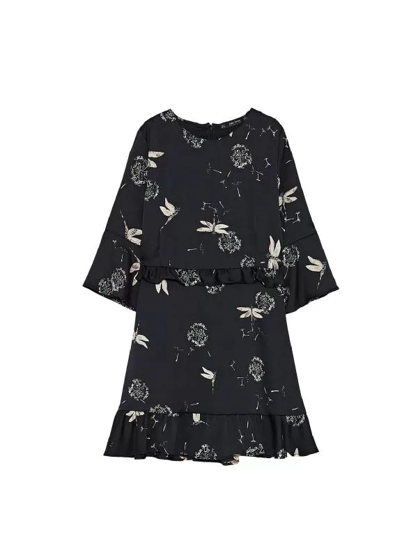 Rochie casual Zara EU 36 | Negru, Mini, Mânecă trei sferturi, Poliester