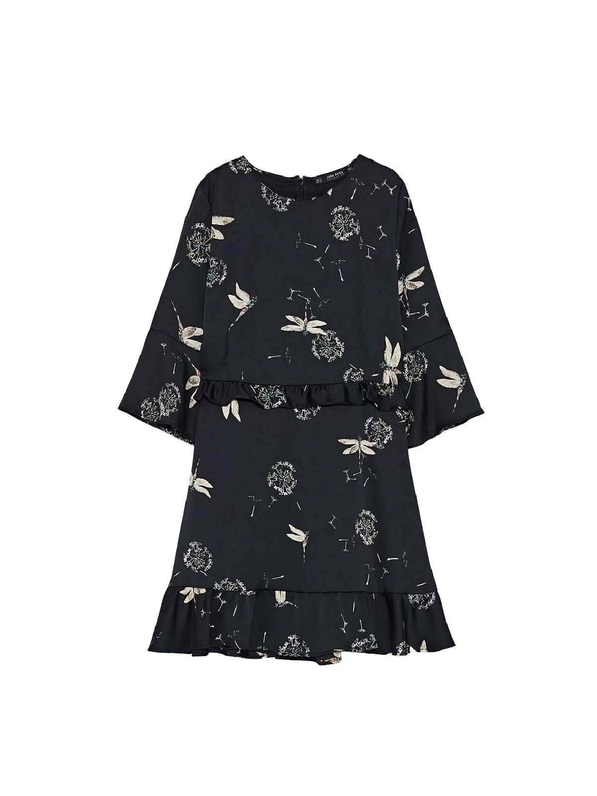 Rochie casual Zara EU 36 | Negru, Mini, Mânecă trei sferturi, Poliester