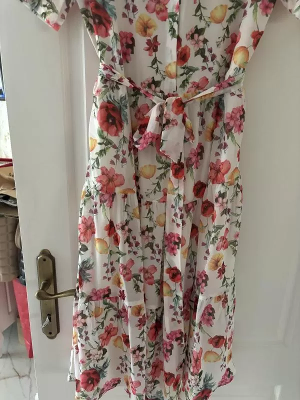 Rochie casual NA-KD EU 38 | Multicolor, Midi, Mânecă scurtă, Floral & Tropical, Volane, Vâscoză - Image 6