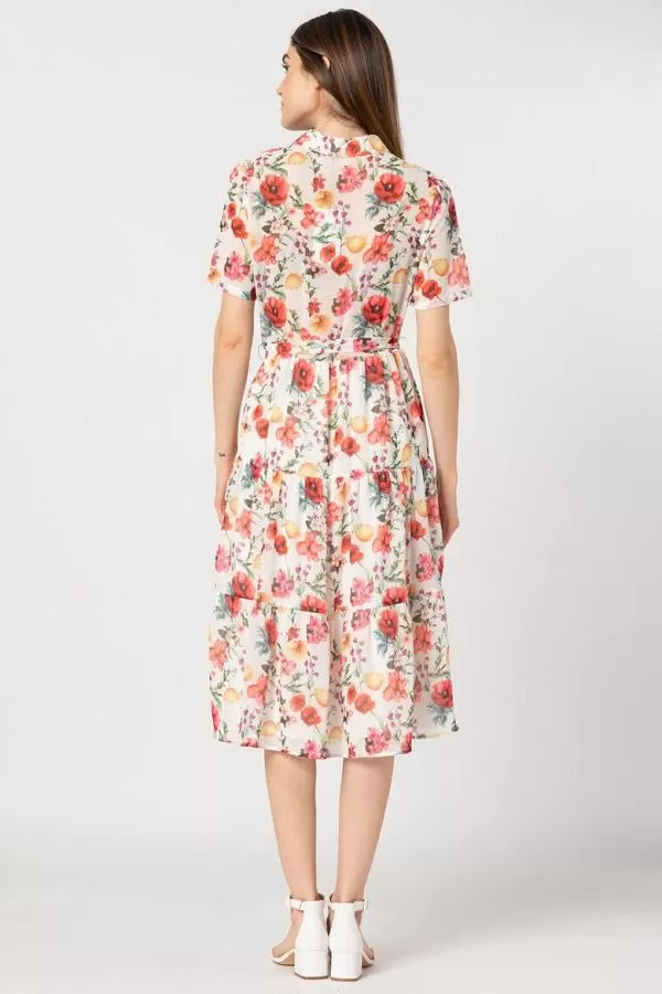 Rochie casual NA-KD EU 38 | Multicolor, Midi, Mânecă scurtă, Floral & Tropical, Volane, Vâscoză - Image 3