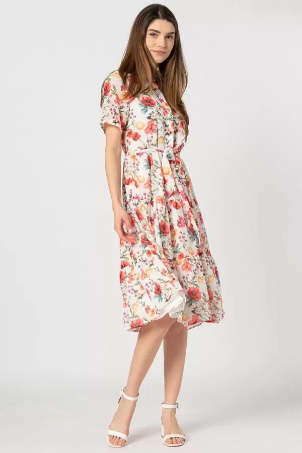 Rochie casual NA-KD EU 38 | Multicolor, Midi, Mânecă scurtă, Floral & Tropical, Volane, Vâscoză - Image 4