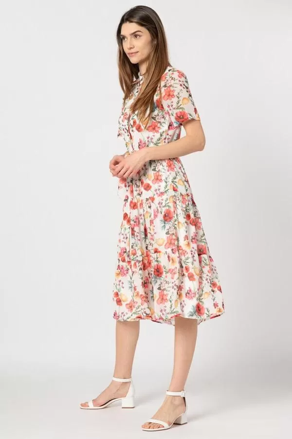 Rochie casual NA-KD EU 38 | Multicolor, Midi, Mânecă scurtă, Floral & Tropical, Volane, Vâscoză - Image 2