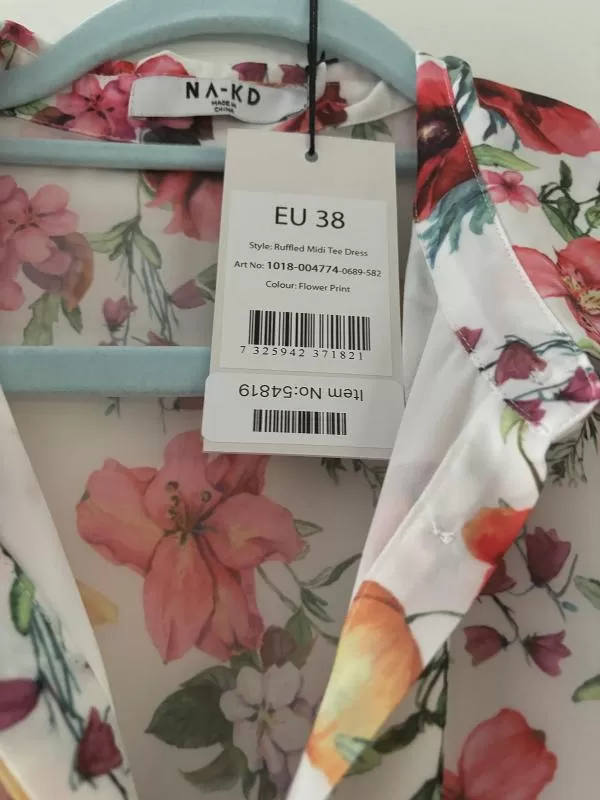 Rochie casual NA-KD EU 38 | Multicolor, Midi, Mânecă scurtă, Floral & Tropical, Volane, Vâscoză - Image 8