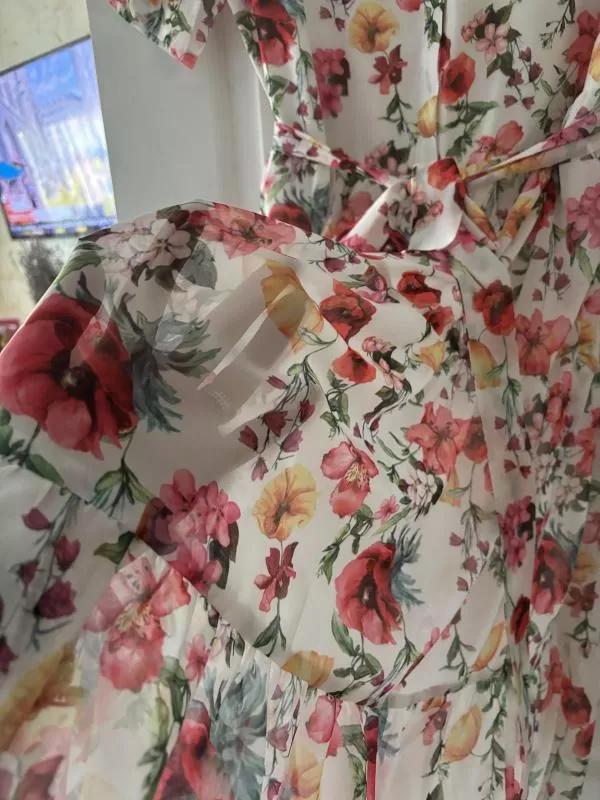 Rochie casual NA-KD EU 38 | Multicolor, Midi, Mânecă scurtă, Floral & Tropical, Volane, Vâscoză - Image 9