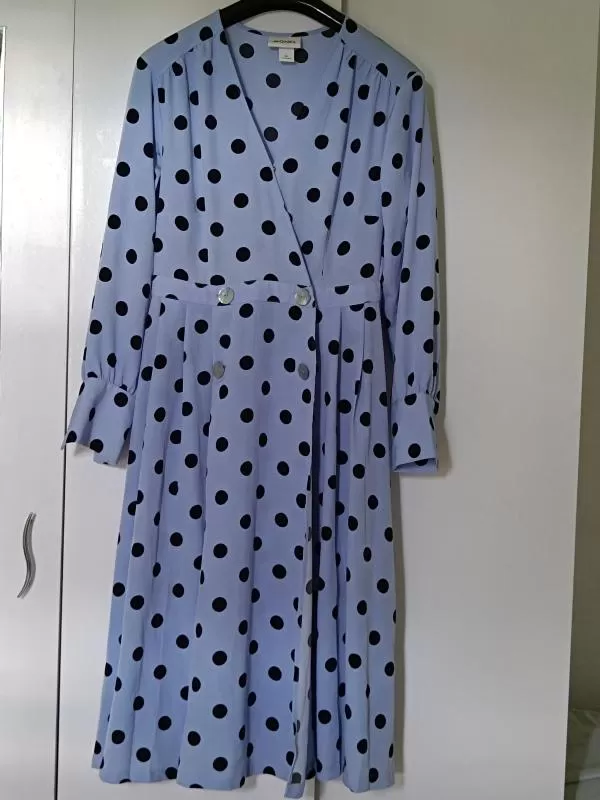 Rochie casual Monki EU 34 | Albastru, Maxi, Mânecă lungă, Buline & Imprimeuri mici, Design petrecut - Image 2