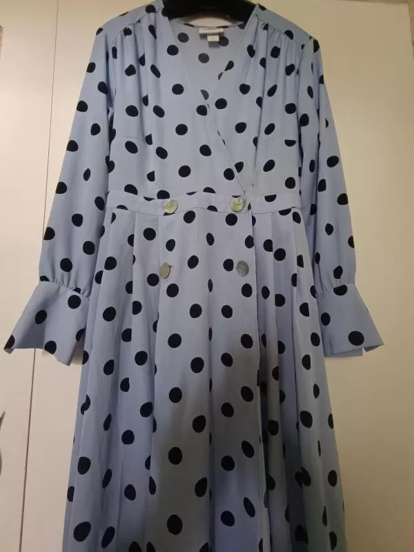 Rochie casual Monki EU 34 | Albastru, Maxi, Mânecă lungă, Buline & Imprimeuri mici, Design petrecut - Image 3