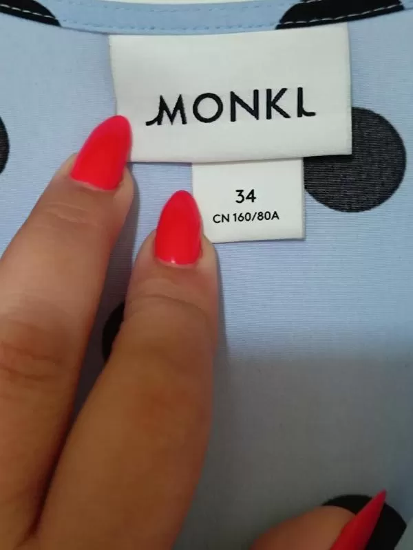 Rochie casual Monki EU 34 | Albastru, Maxi, Mânecă lungă, Buline & Imprimeuri mici, Design petrecut - Image 5