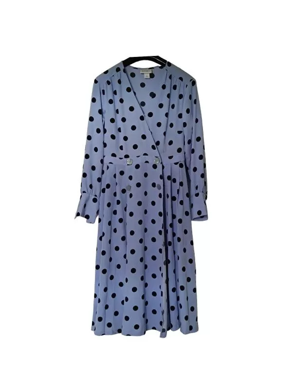 Rochie casual Monki EU 34 | Albastru, Maxi, Mânecă lungă, Buline & Imprimeuri mici, Design petrecut